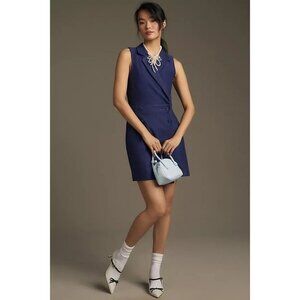 Anthropologie Maeve Knit Blazer Romper Navy Blue Size 0 NWT